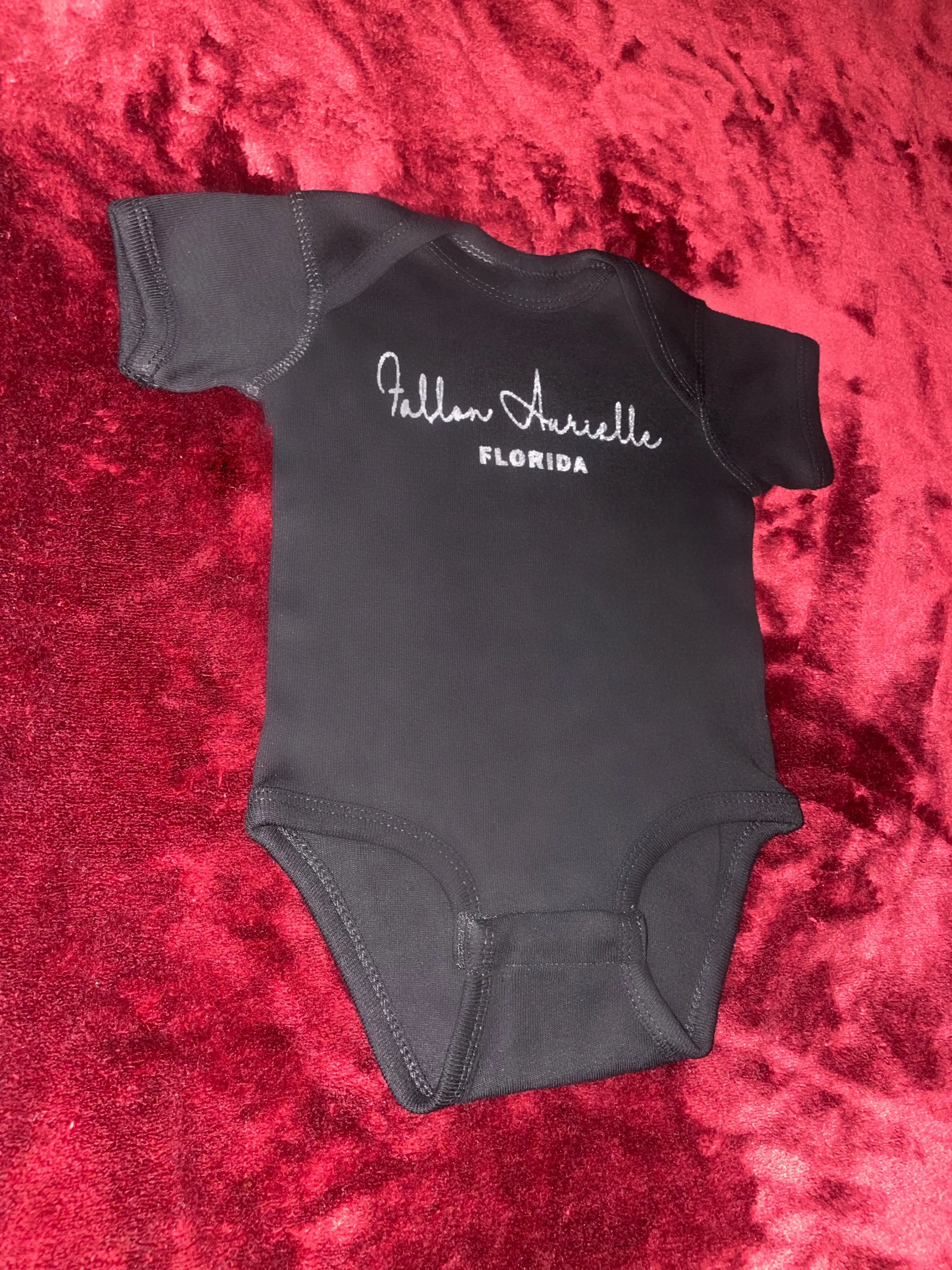 Fallon Aurielle Baby Unisex Signature Florida Onesie (Black & Silver Sparkle)