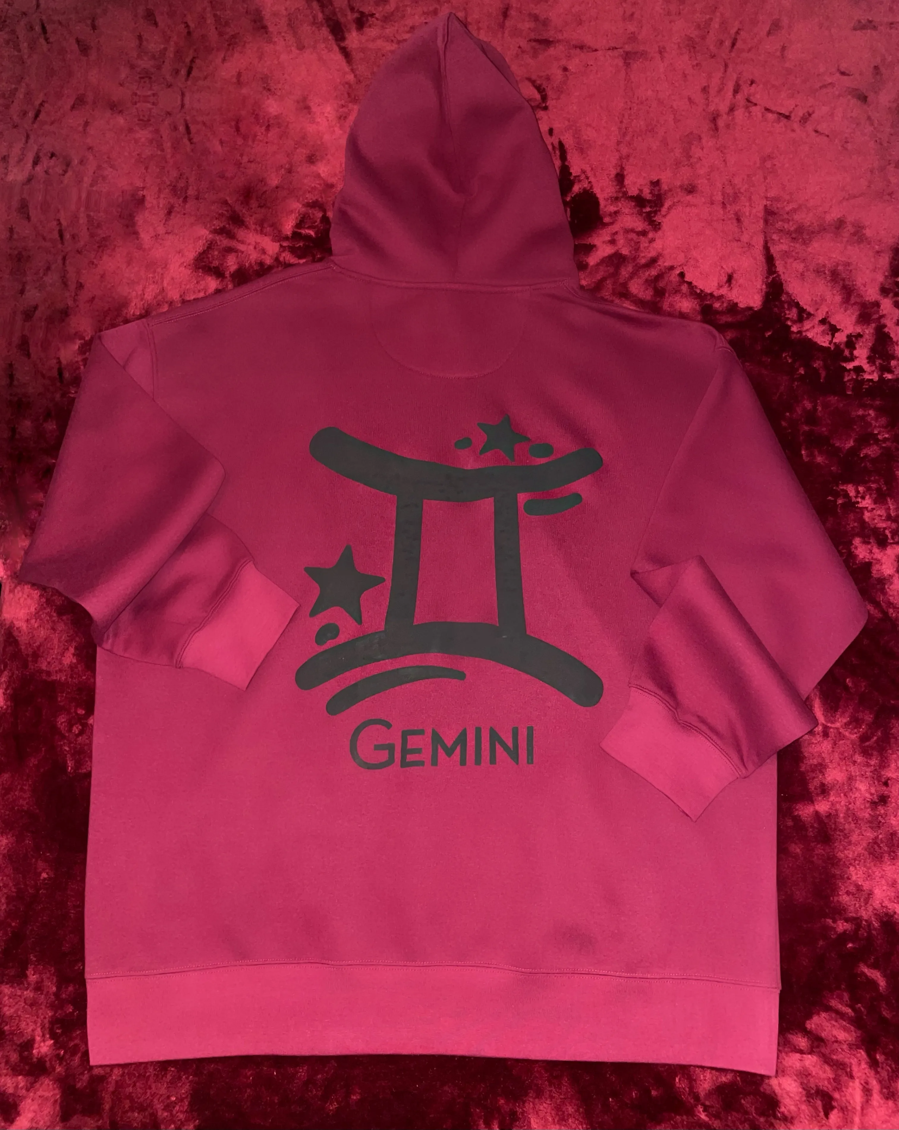 Fallon Aurielle Unisex Signature Gemini Zodiac Hoodie (Burgundy & Black)