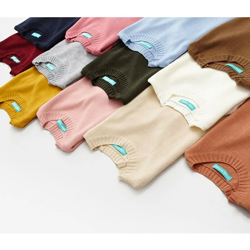 Fashion Loose Solid O-neck Sweaters