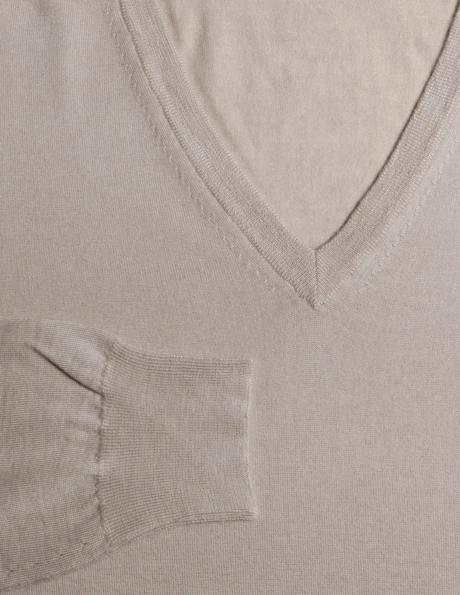 Fiori Di Lusso Light Brown V-Neck Sweater