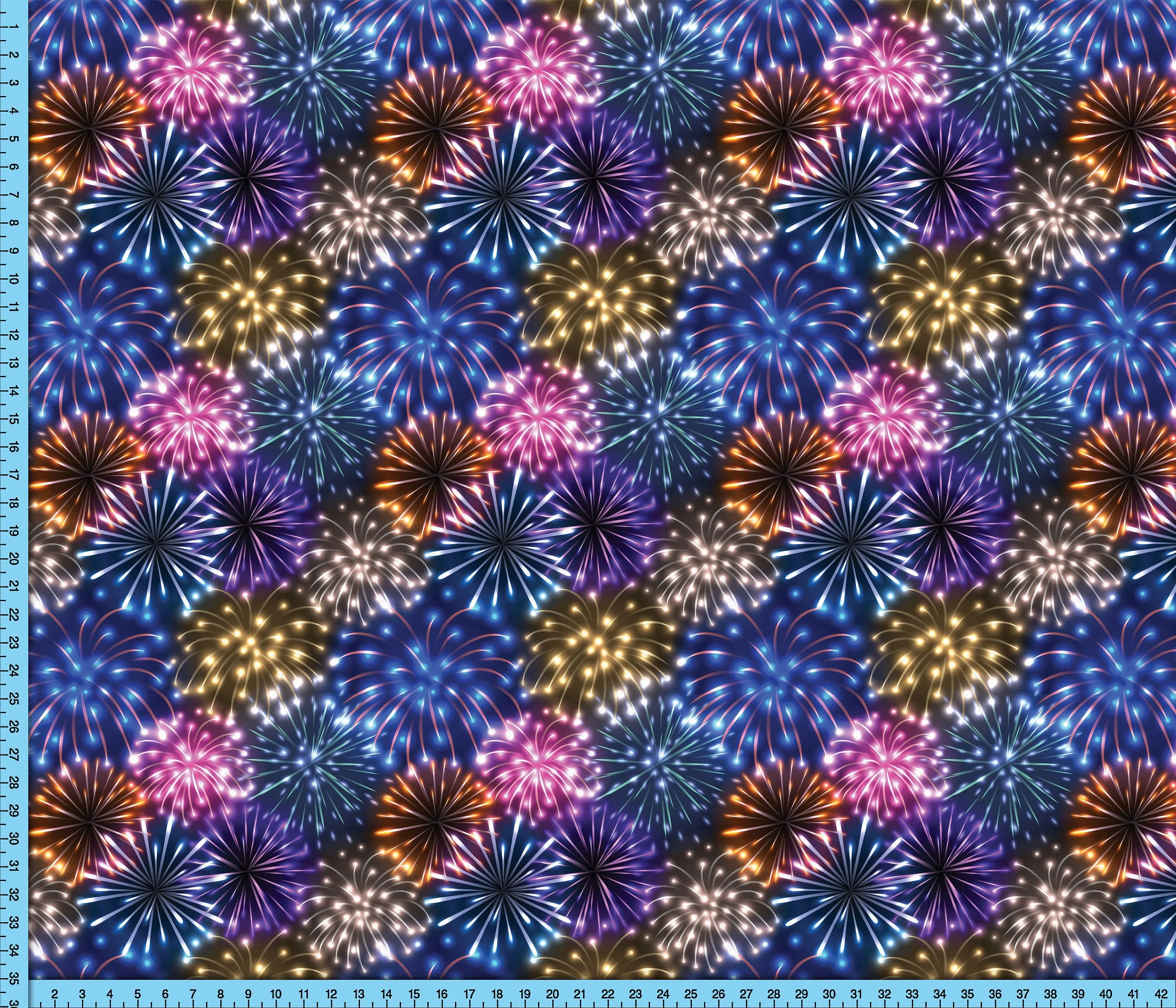 Fireworks Fabric By The Yard, Forth of July Neon Blue Pink, Orange Firecracker Fabric Printed on the fabric of your choice