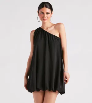 Flirty Attitude Bubble Hem Mini Dress