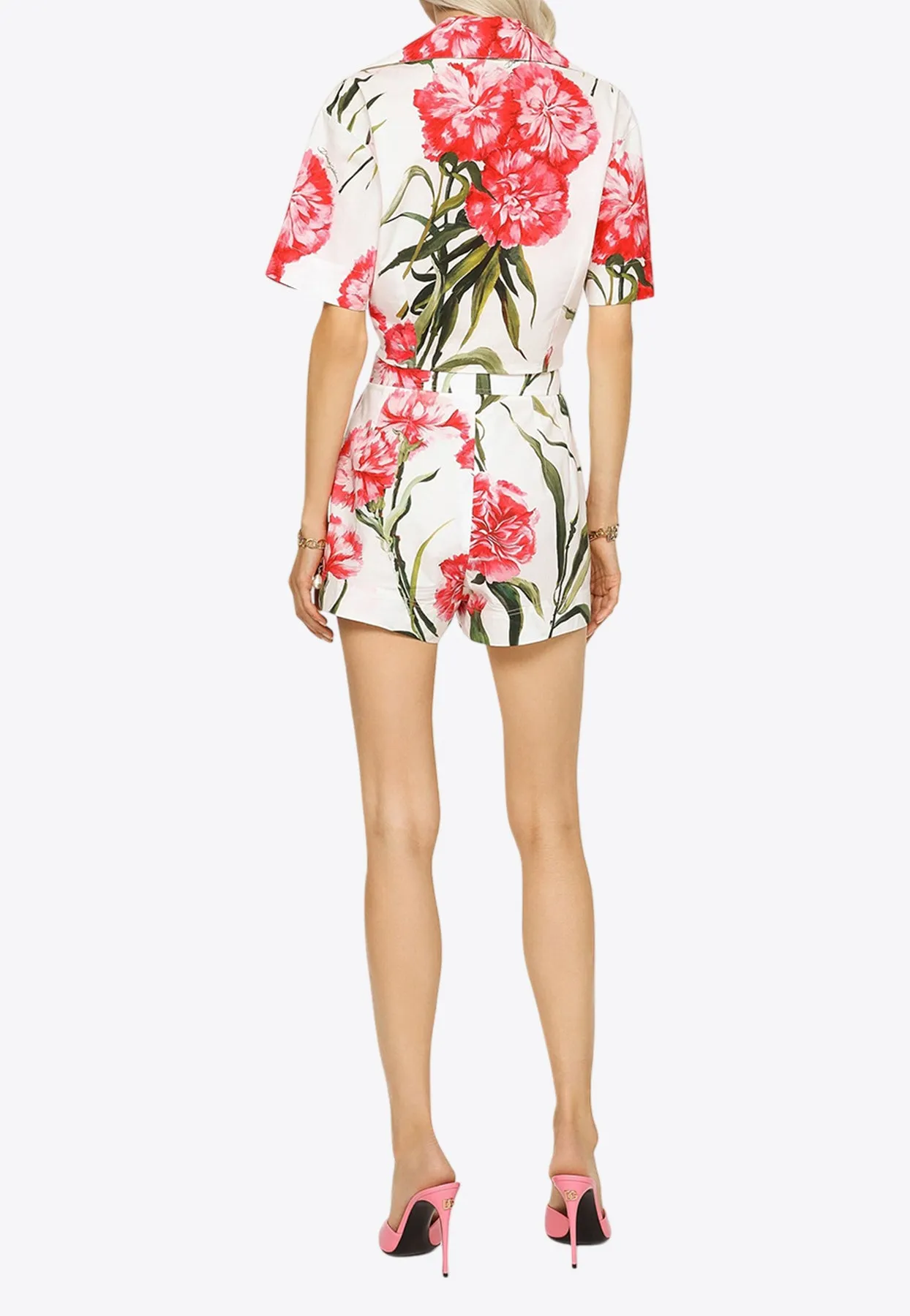 Floral Print Cropped Shirt