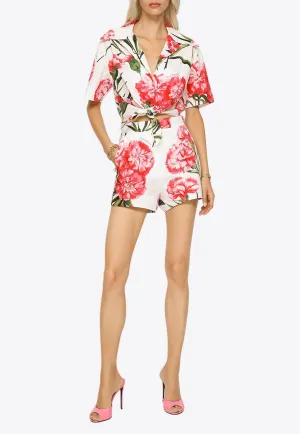 Floral Print Cropped Shirt