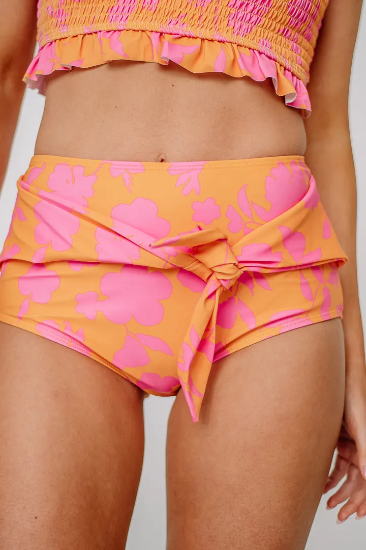 Floral Print Front Tie Swimsuit Bottoms