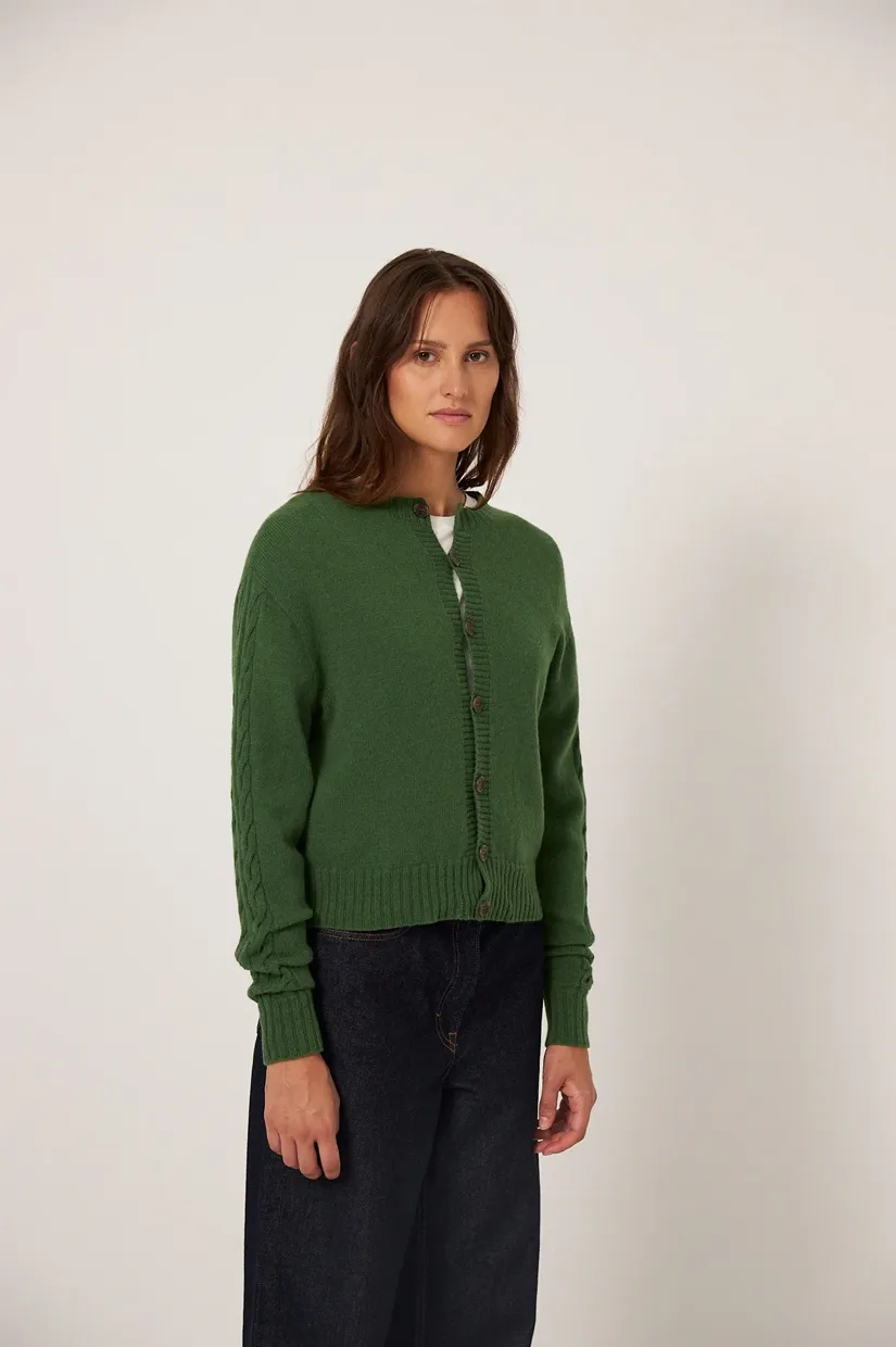 Francie The Kindred Cable Cardigan - Herb
