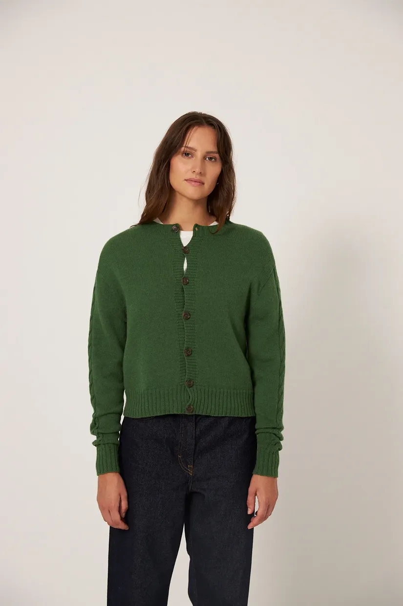 Francie The Kindred Cable Cardigan - Herb