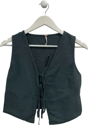 Free People Grey Tie Front Top UK XS