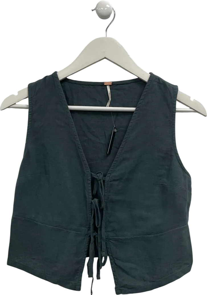 Free People Grey Tie Front Top UK XS