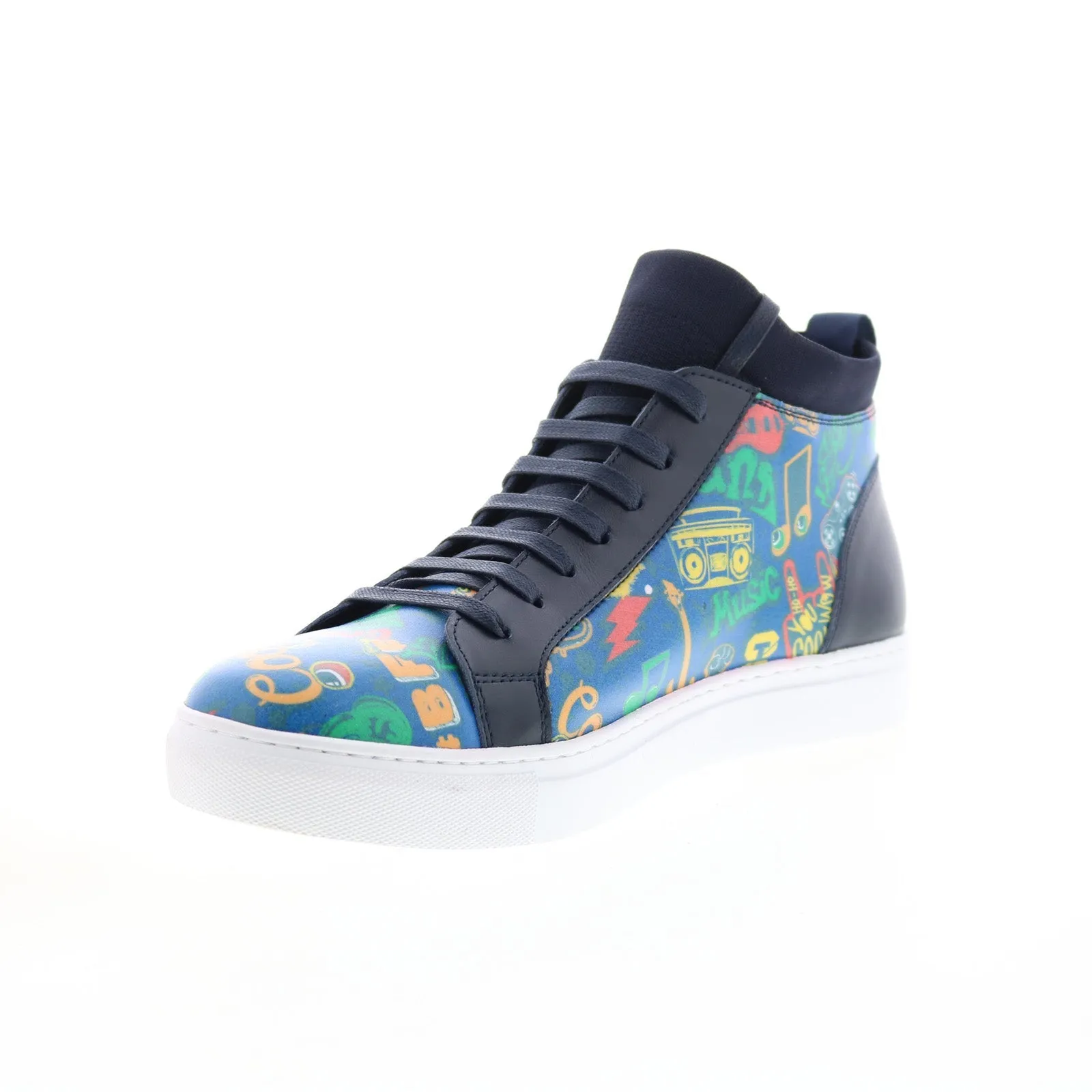 French Connection Pixel FC7192H Mens Blue Leather Lifestyle Sneakers Shoes