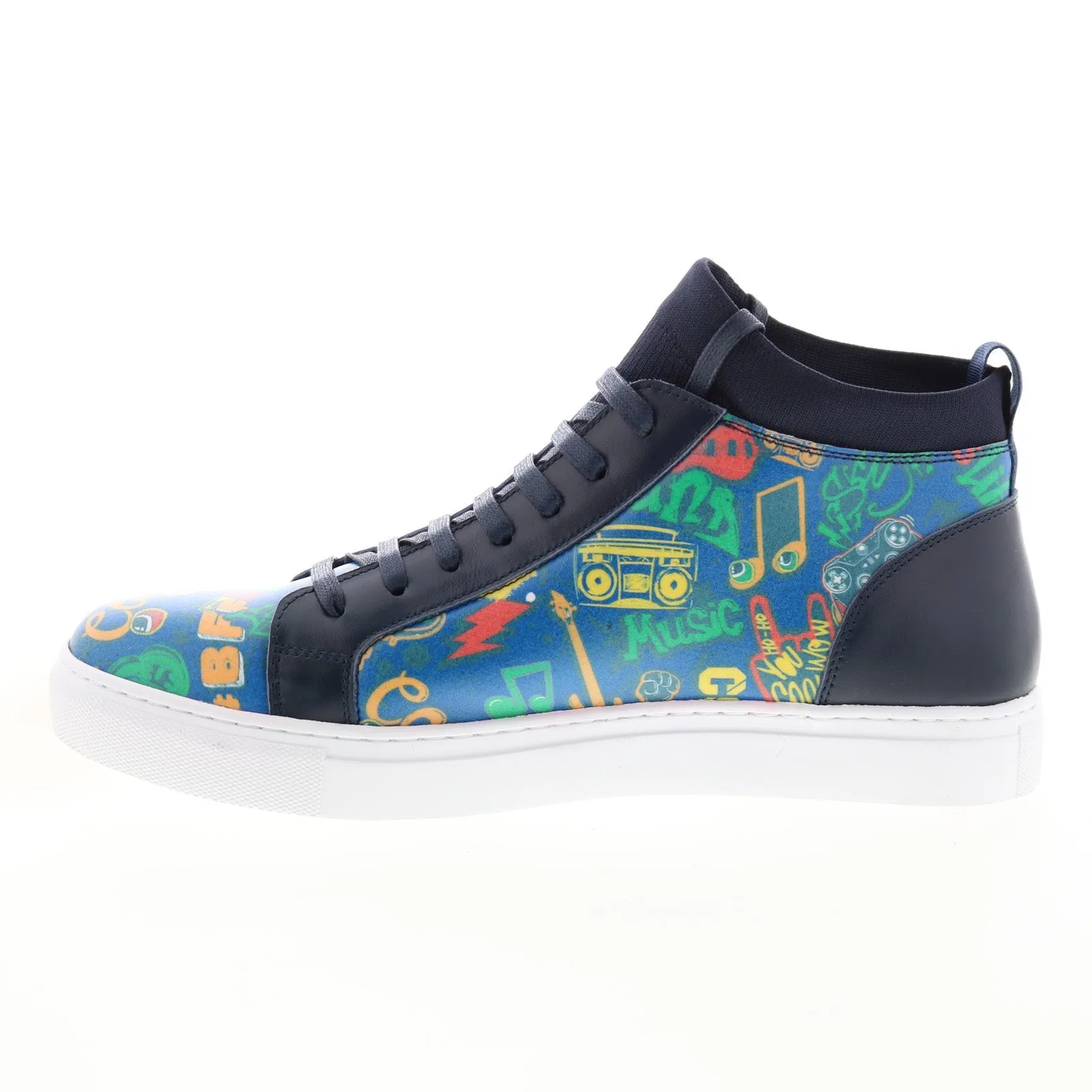 French Connection Pixel FC7192H Mens Blue Leather Lifestyle Sneakers Shoes