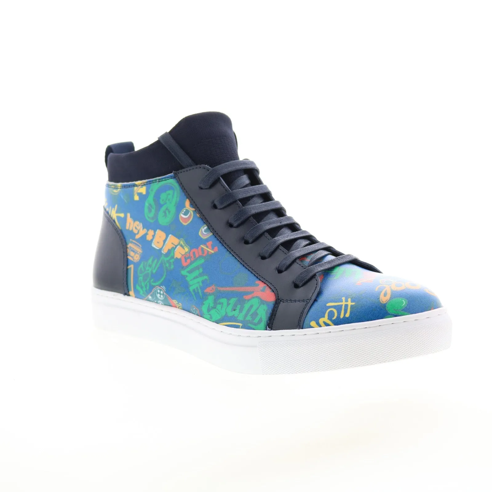 French Connection Pixel FC7192H Mens Blue Leather Lifestyle Sneakers Shoes