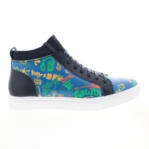 French Connection Pixel FC7192H Mens Blue Leather Lifestyle Sneakers Shoes