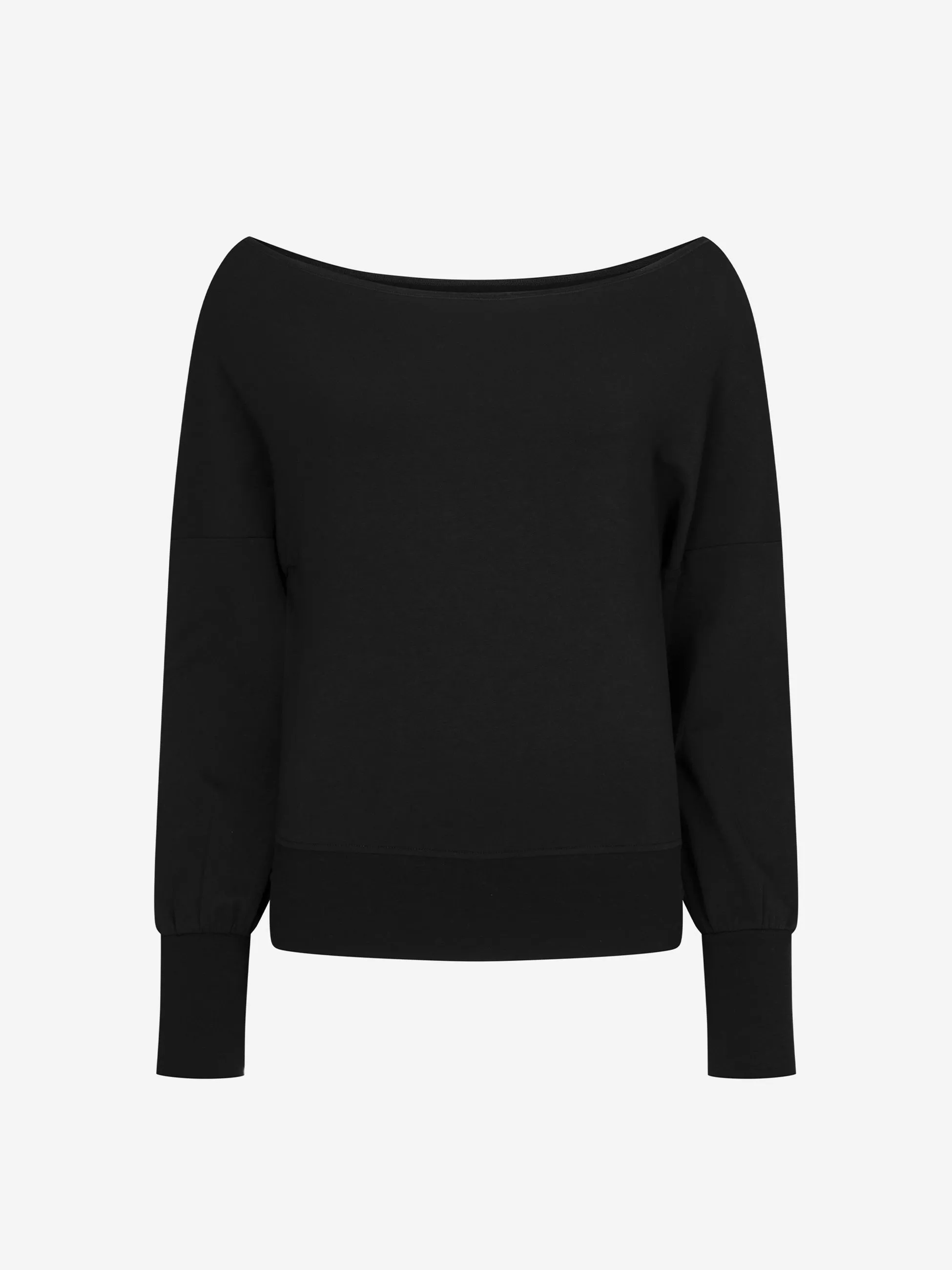 French Terry Off Shoulder Sweatshirt - Black