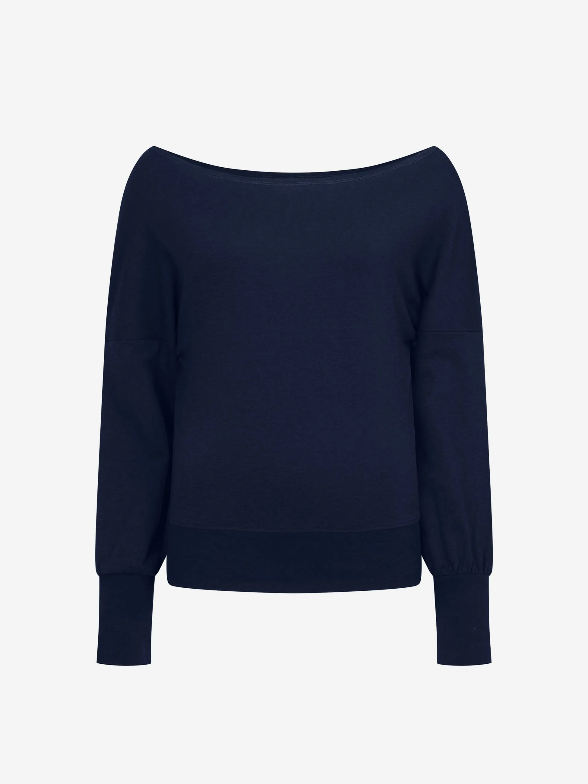 French Terry Off Shoulder Sweatshirt - Navy