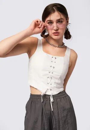 Front Tie Sleeveless Crop Top