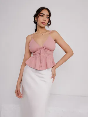 Front Tie Up Gathered Top