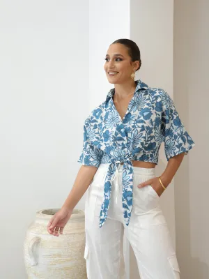 Front Tie Up Short Sleeved Crop Top