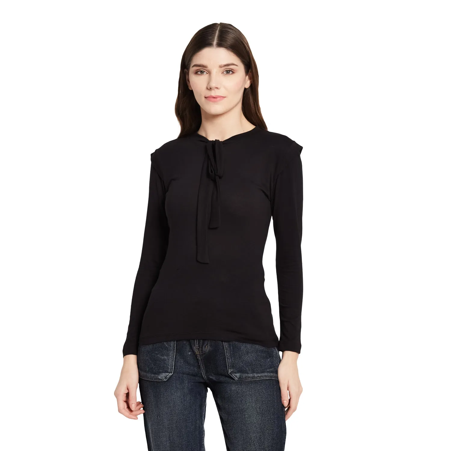 FRONT TIE UP SHOULDER DETAILED TOP