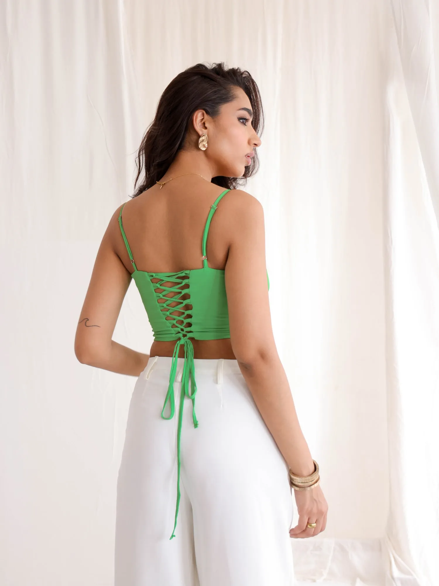 Front Tie up Sleeveless Corset Top