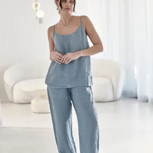Fundamental Wide Leg Linen Pant Blue
