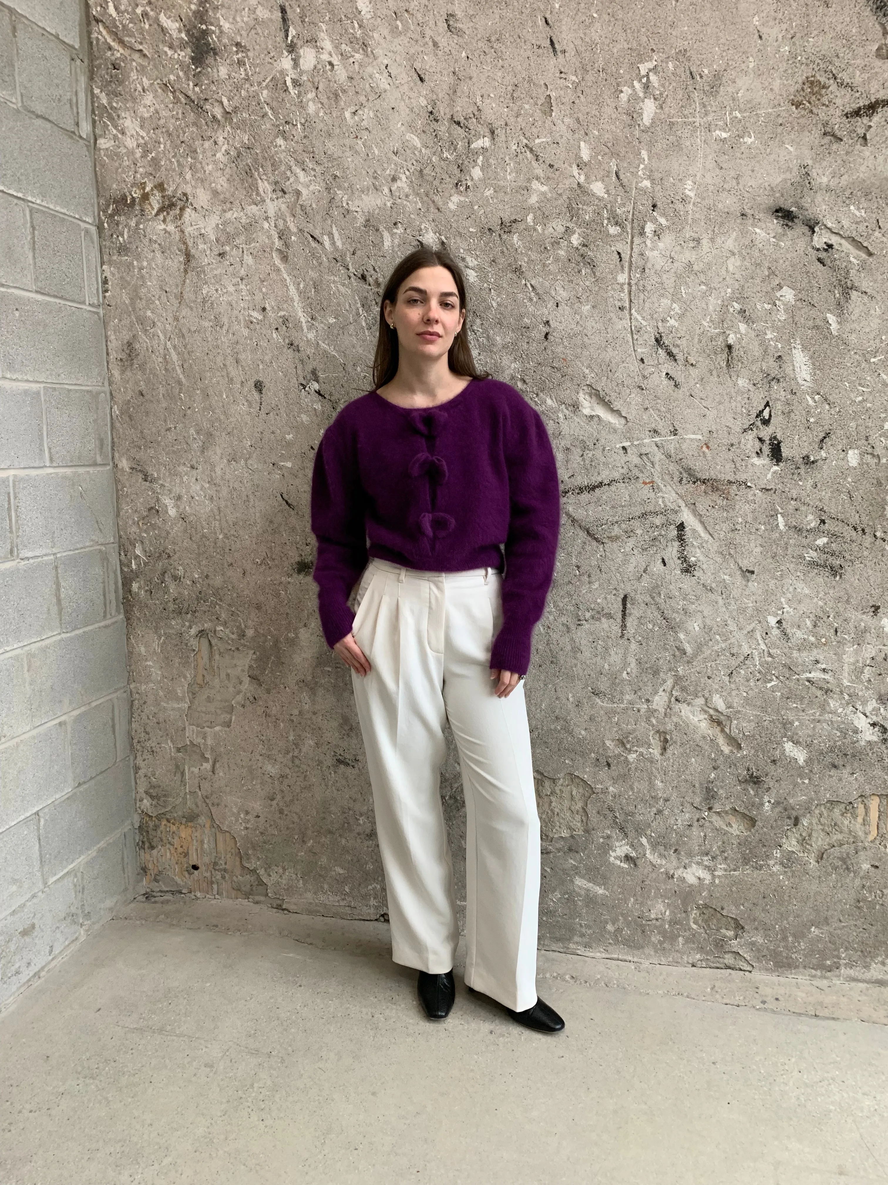 fuzzy purple sweater
