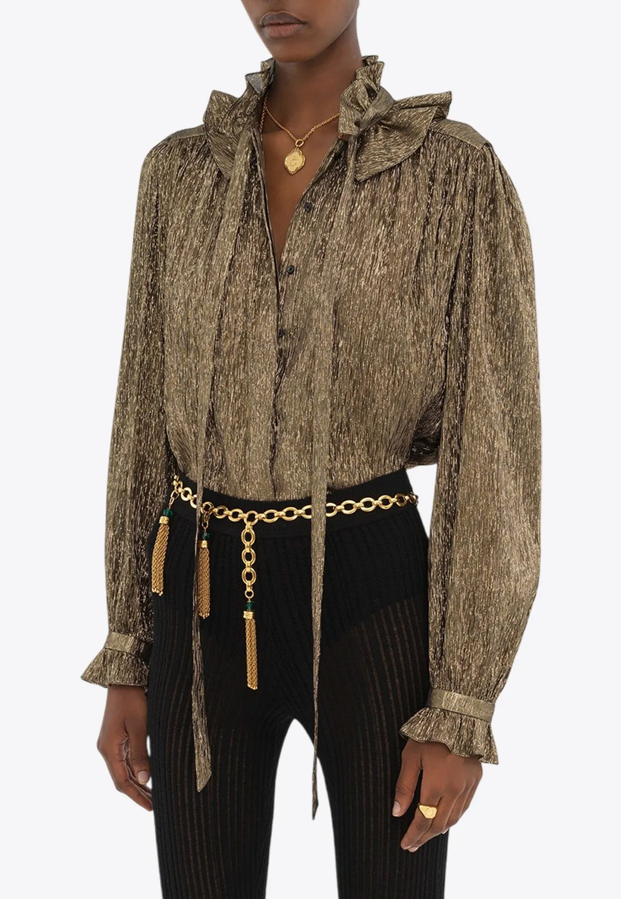 Gathered Fluid Silk Blouse