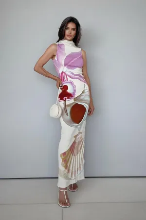 Gilda® | Printed turtleneck maxi tank top dress