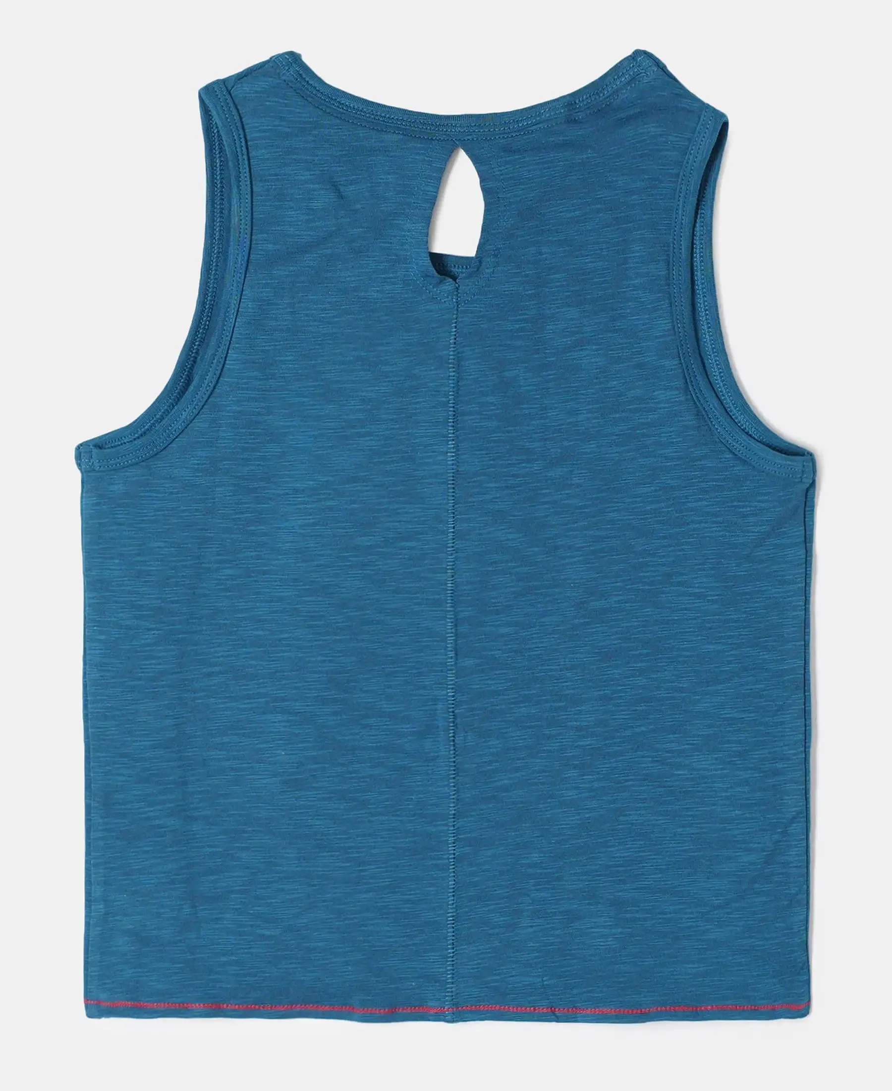 Girl's Super Combed Cotton Elastane Stretch Graphic Printed Tank Top - Maxi Blue Printed