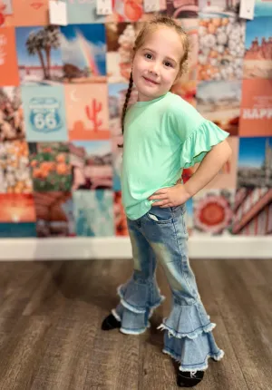 Girls Tops With Ruffles Sleeves