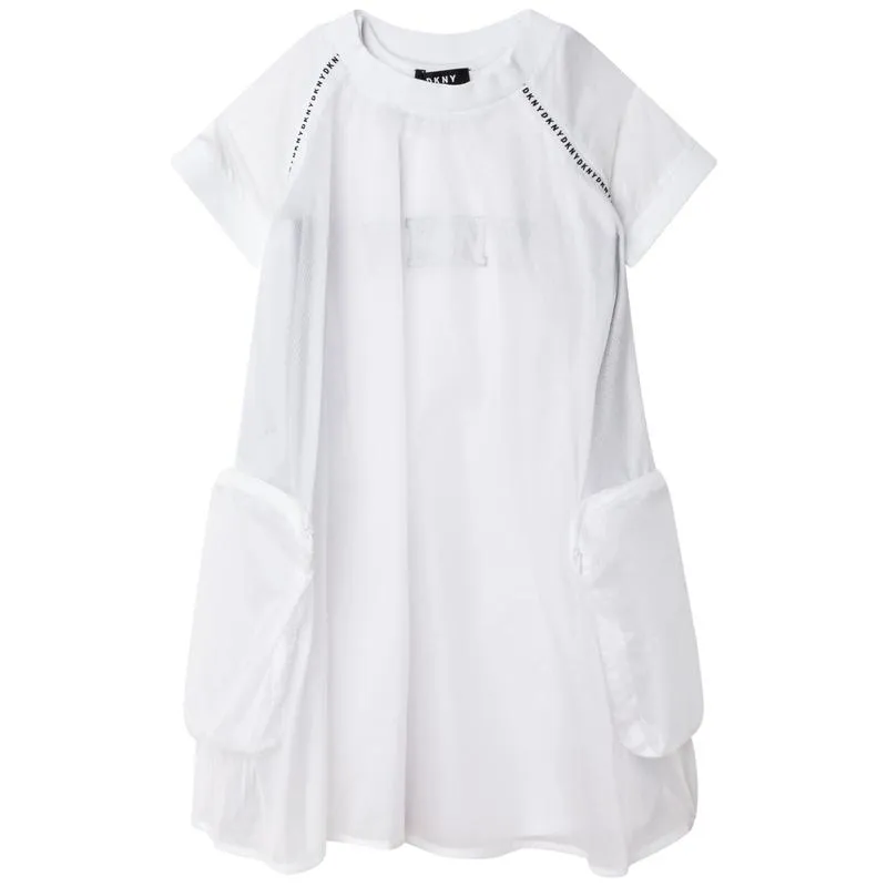 Girls White 2 In 1 Dress