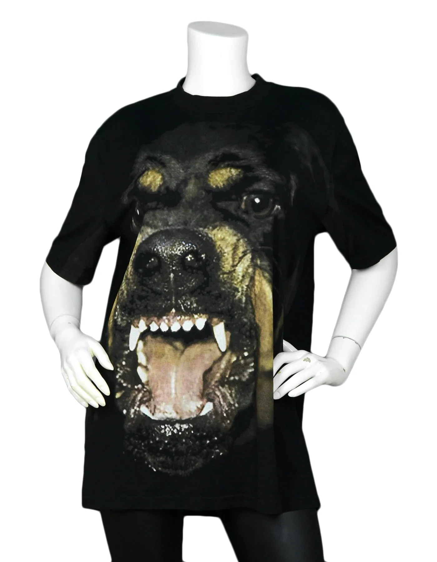 Givenchy NWT Black Cotton Oversized Rottweiler Printed T-Shirt sz Medium