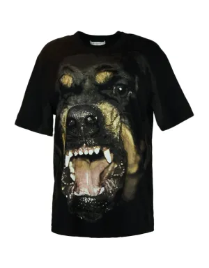Givenchy NWT Black Cotton Oversized Rottweiler Printed T-Shirt sz Medium