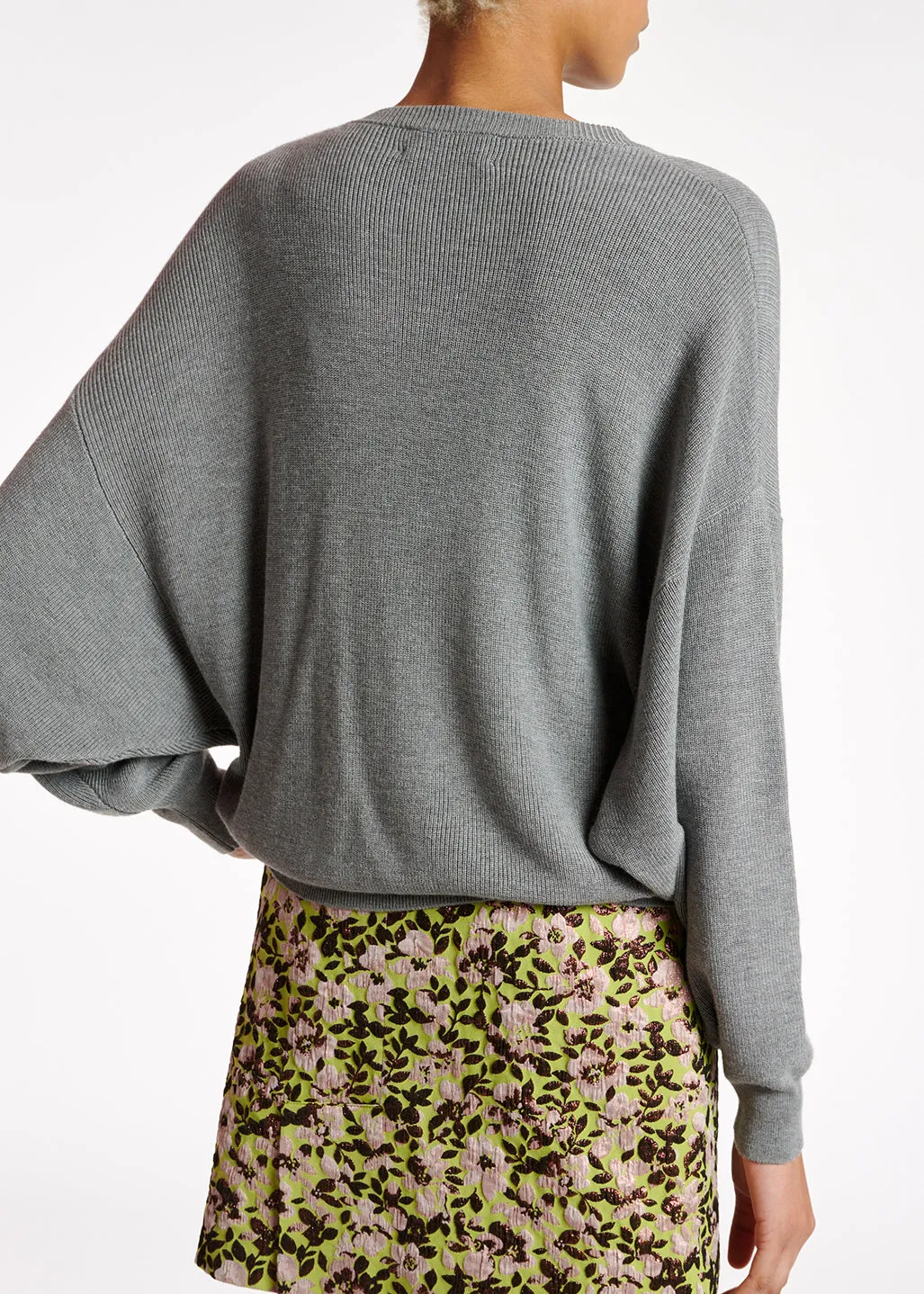 Grey oversized fine-knit sweater
