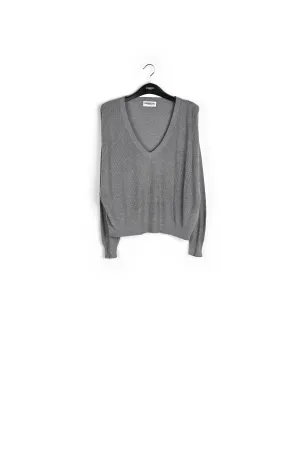 Grey oversized fine-knit sweater