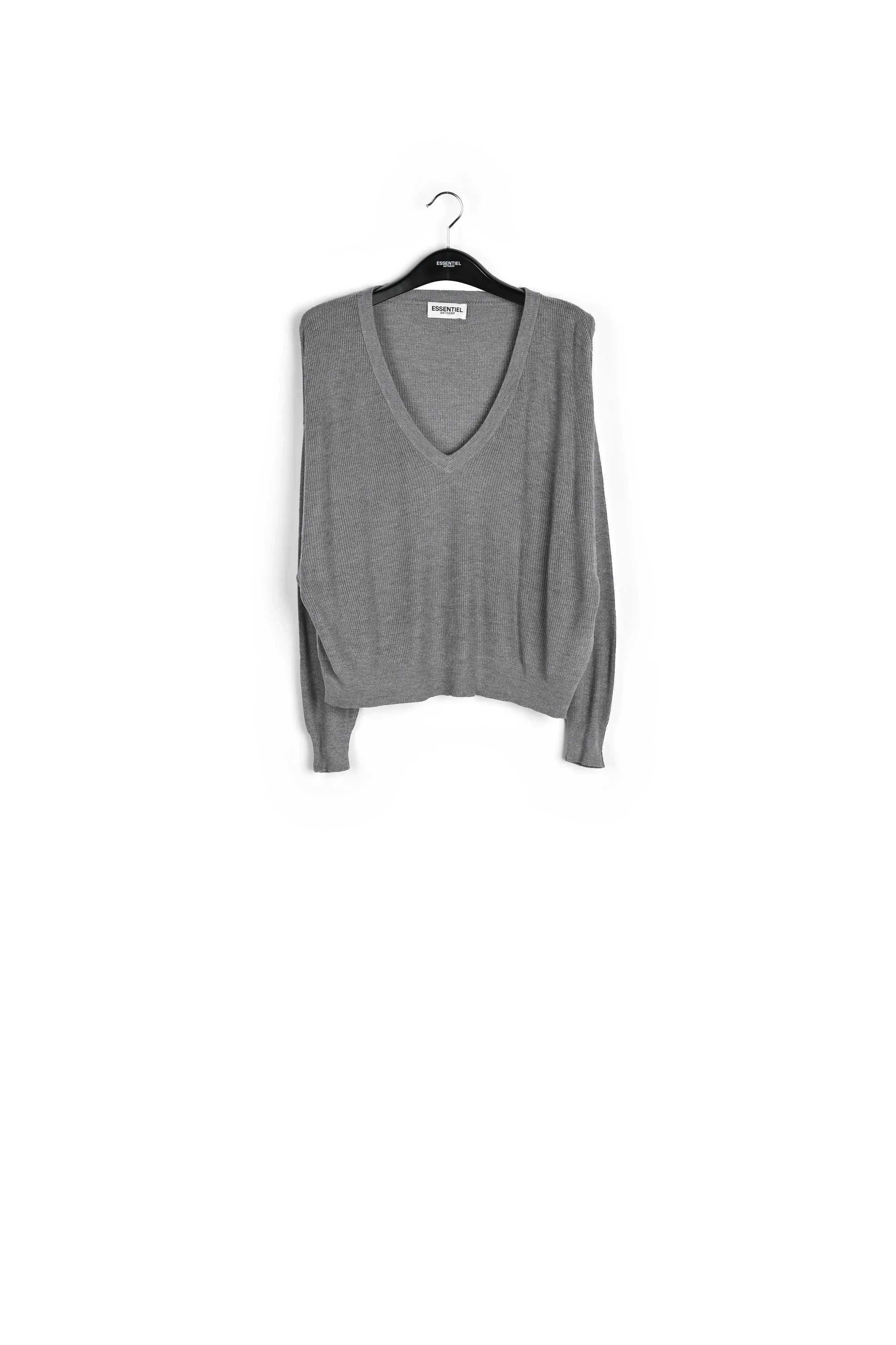 Grey oversized fine-knit sweater