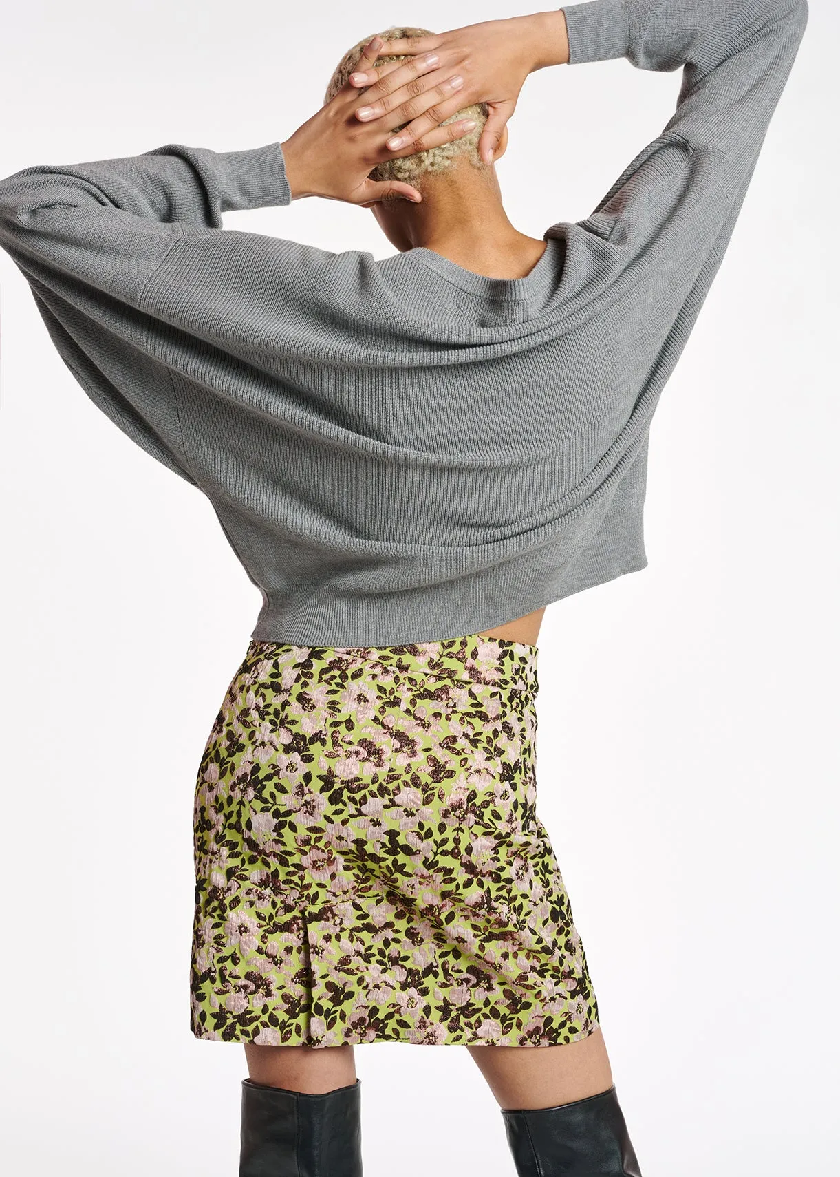 Grey oversized fine-knit sweater