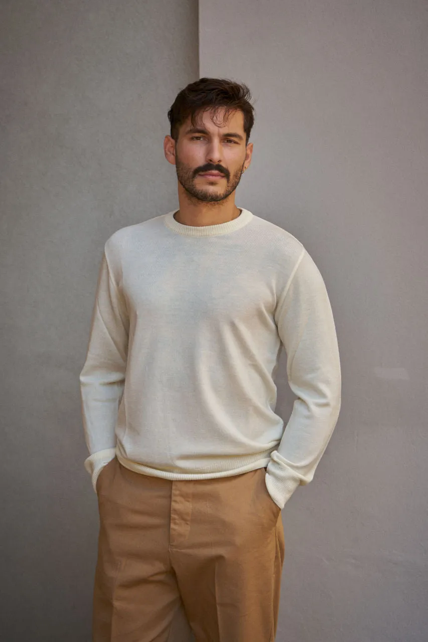 GRP Knitwear Fine Knit Crew SF TEC 1 Merino Ecru