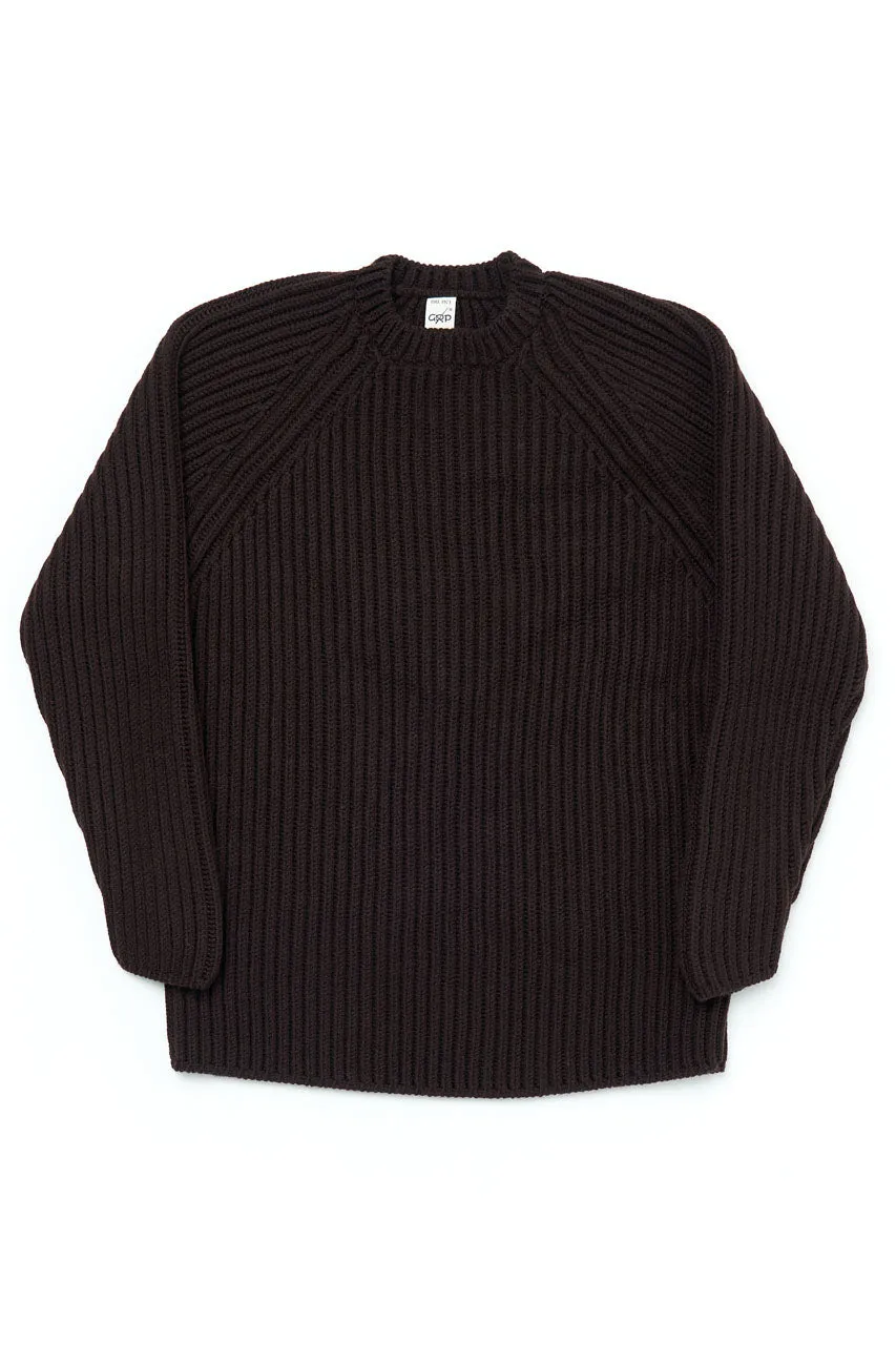 GRP Knitwear Heavy Raglan Crew Neck M 40 Merino Brown