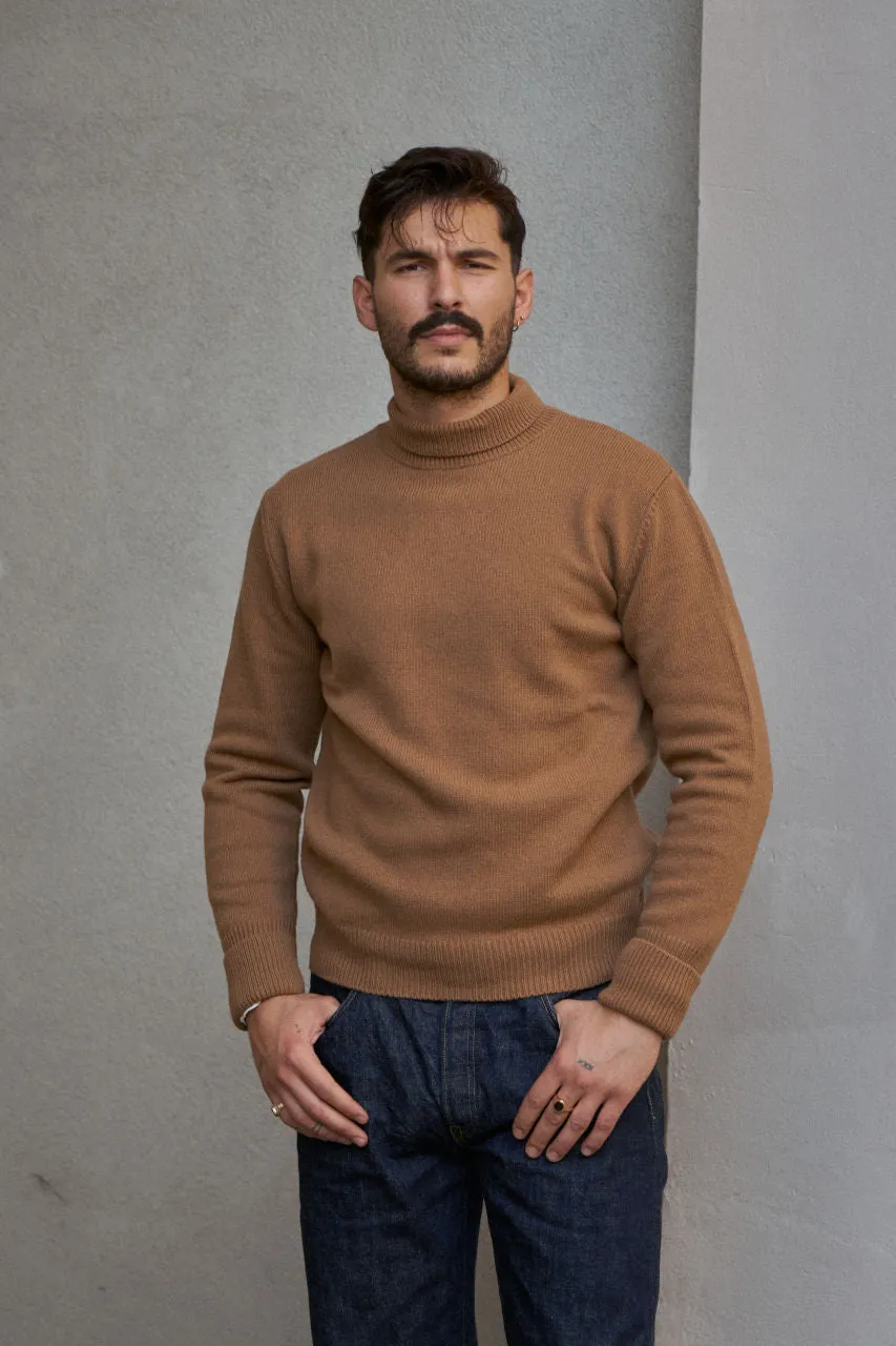 GRP Knitwear Mock Neck Sweater Merino/Cashmere Blend Camel