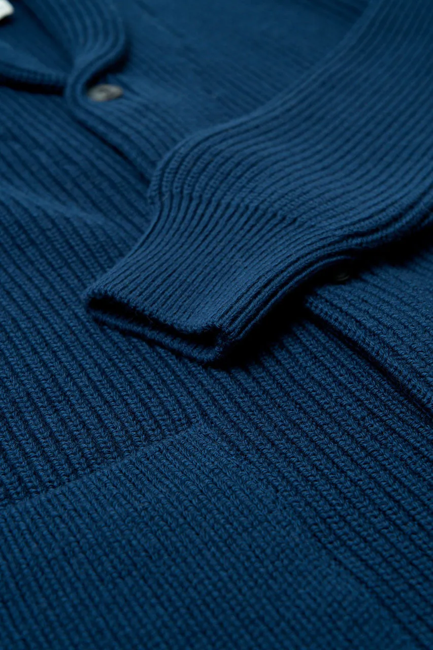 GRP Knitwear Shawl Collar Cardigan SF 7.01 Merino Blue