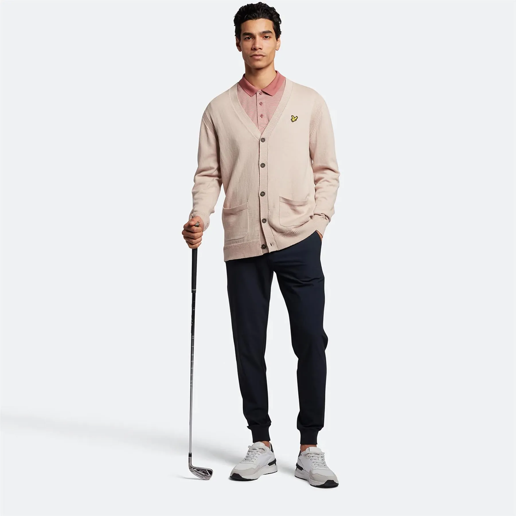 Guernsey Golf Cardigan Pink Taupe