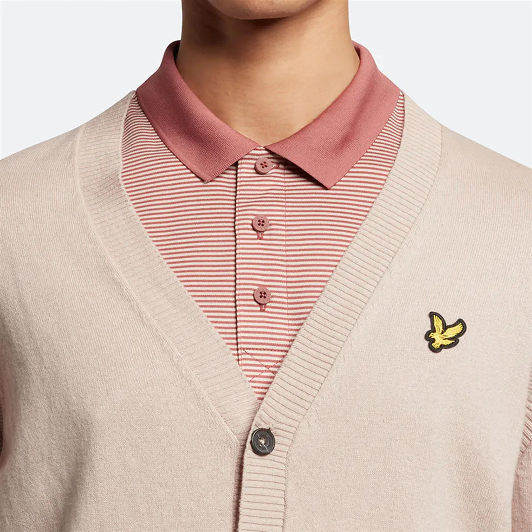 Guernsey Golf Cardigan Pink Taupe
