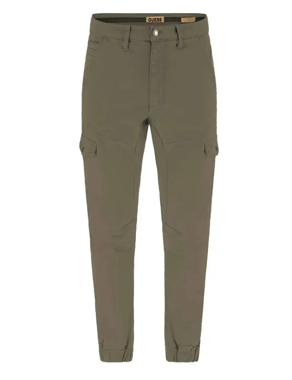 Guess Mens Low Rise Cargo Pants Slim Fit M3BB17WFPQA Olive Green