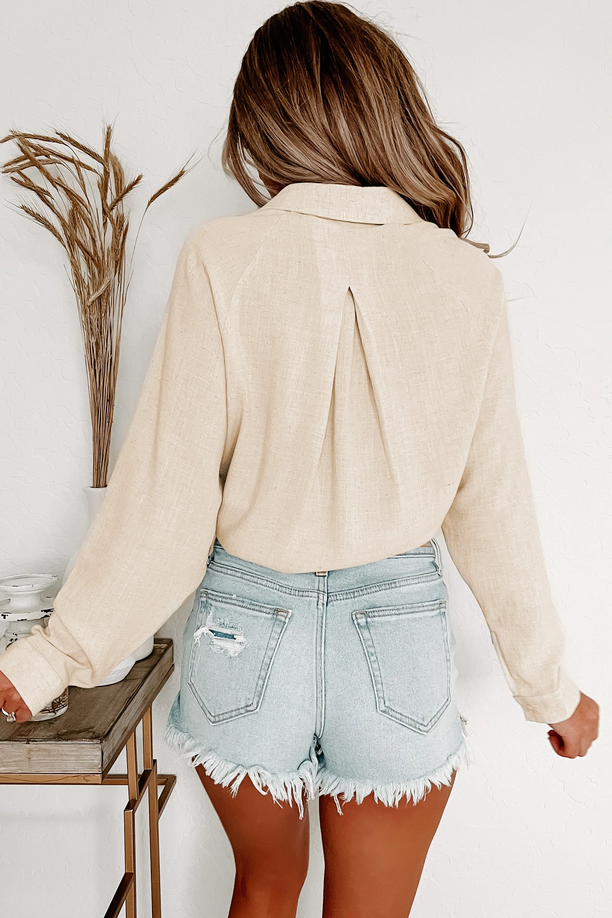 Gulf Breeze Tie-Front Linen Top (Natural)
