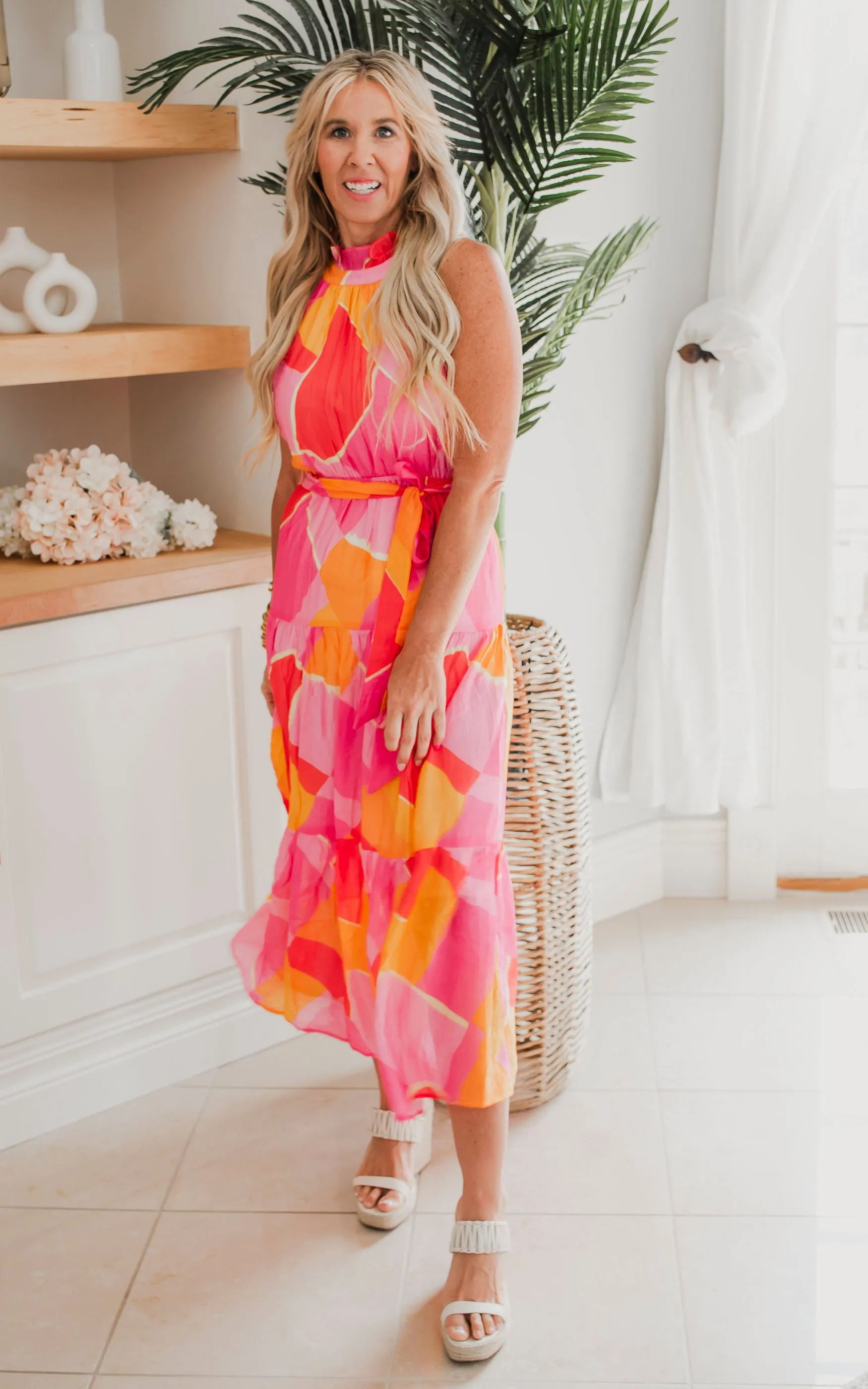 Halter Neck Tie Maxi Dress - Final Sale