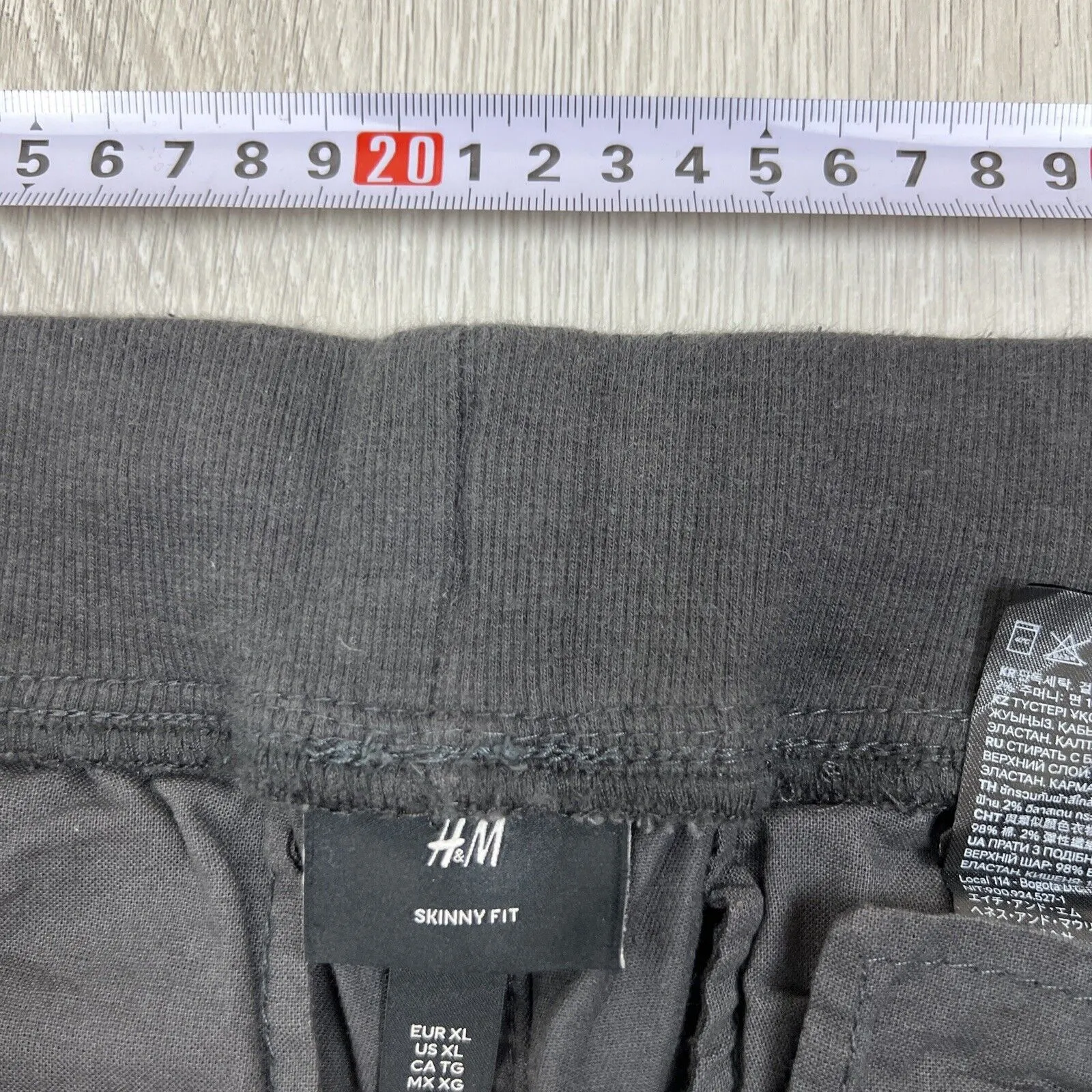 H&M Mens Dark Grey Slim Fit Cargo Jogger Pants Size XL