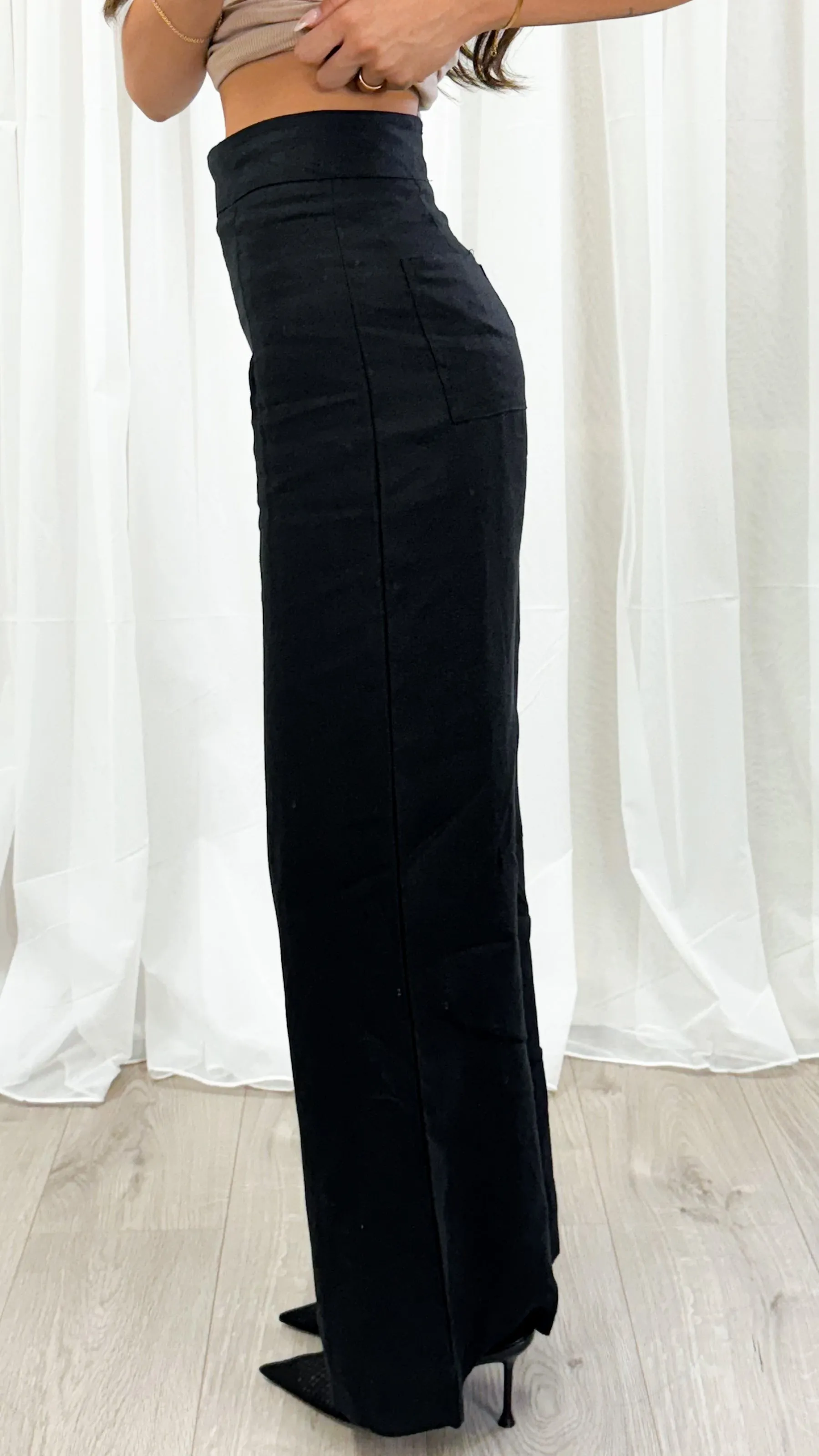 HANNAH LINEN PANT - BLACK