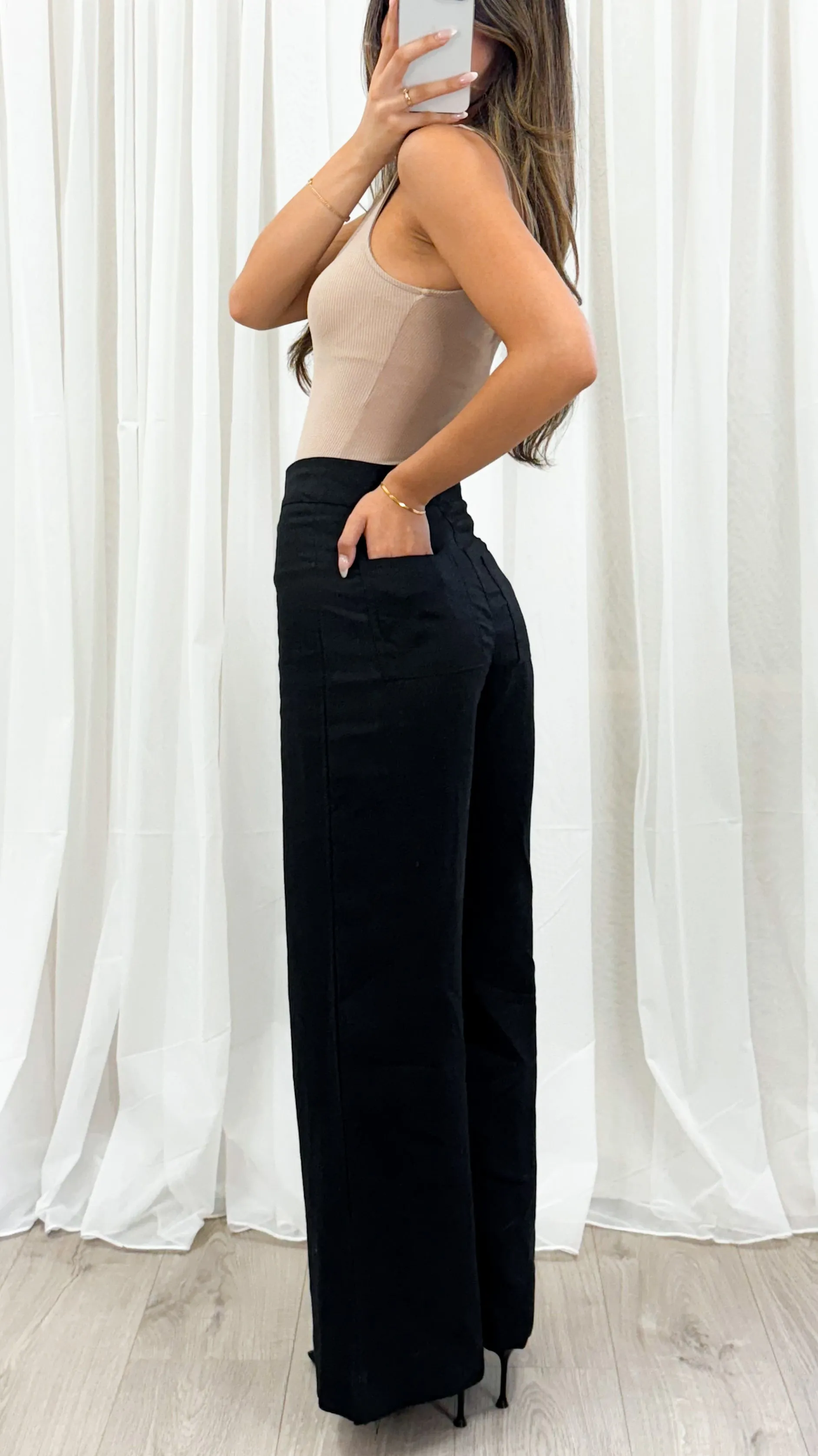 HANNAH LINEN PANT - BLACK