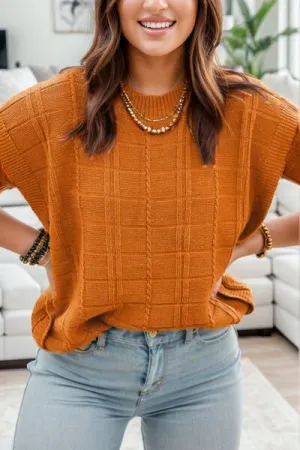 Hazel Blues® |  Round Neck Cap Sleeve Sweater